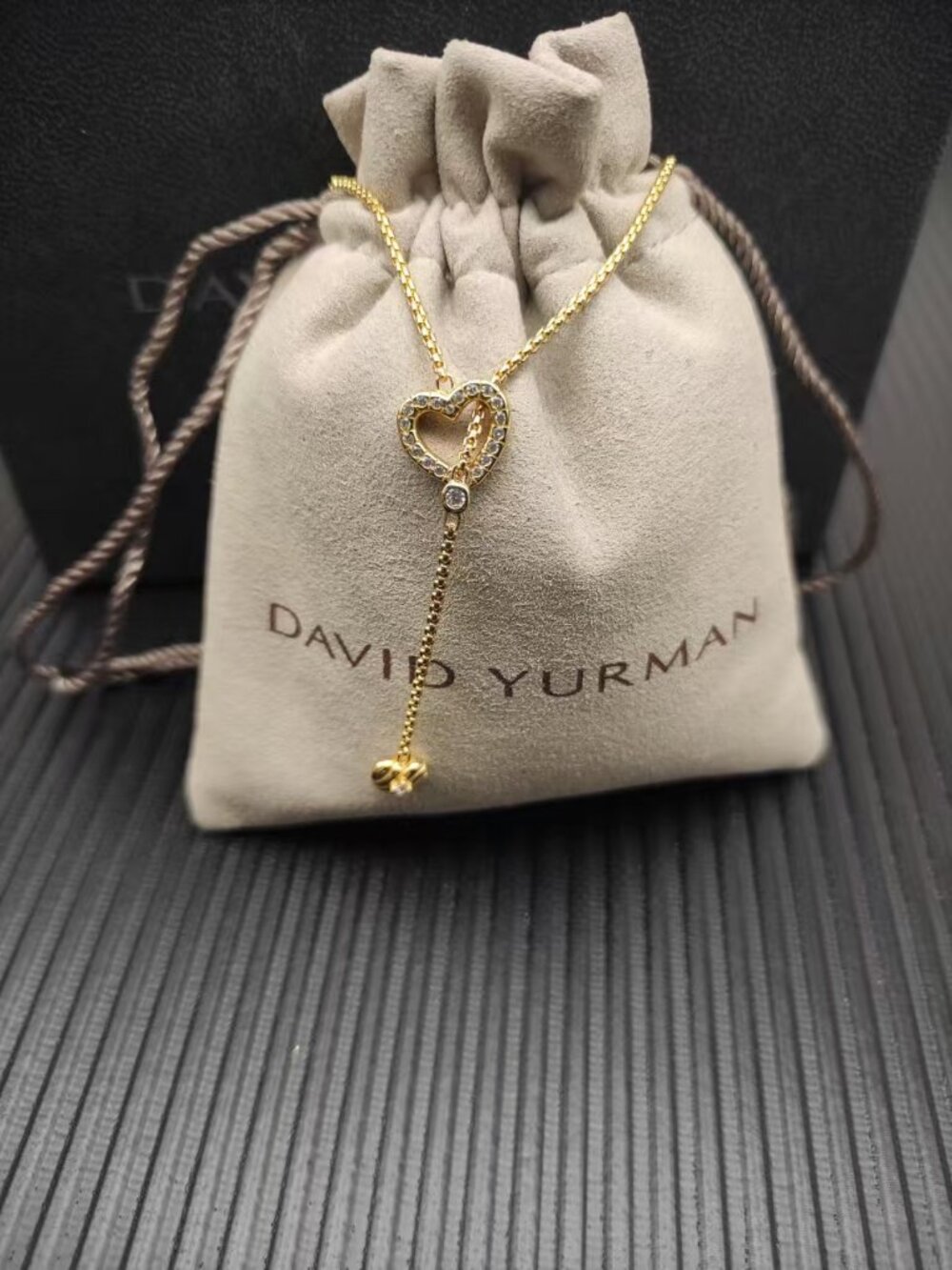🎈David Yurman Gold Double Heart Set with Diamonds Necklace
